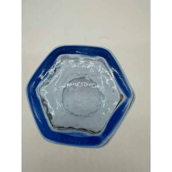 Libbey Mini Glasses Set of Two Hexagon Weighted Bottom Blue - Picture 5 of 5